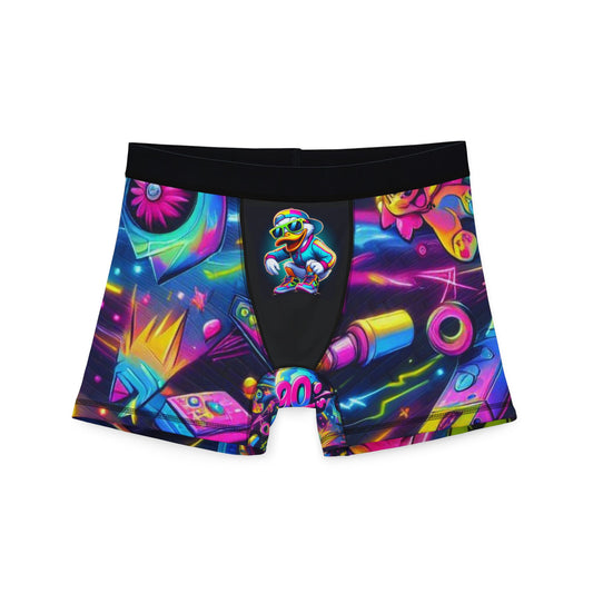 Cool Vibe Men's Boxers with Funky Duck Design - Vibrant 90`s Art