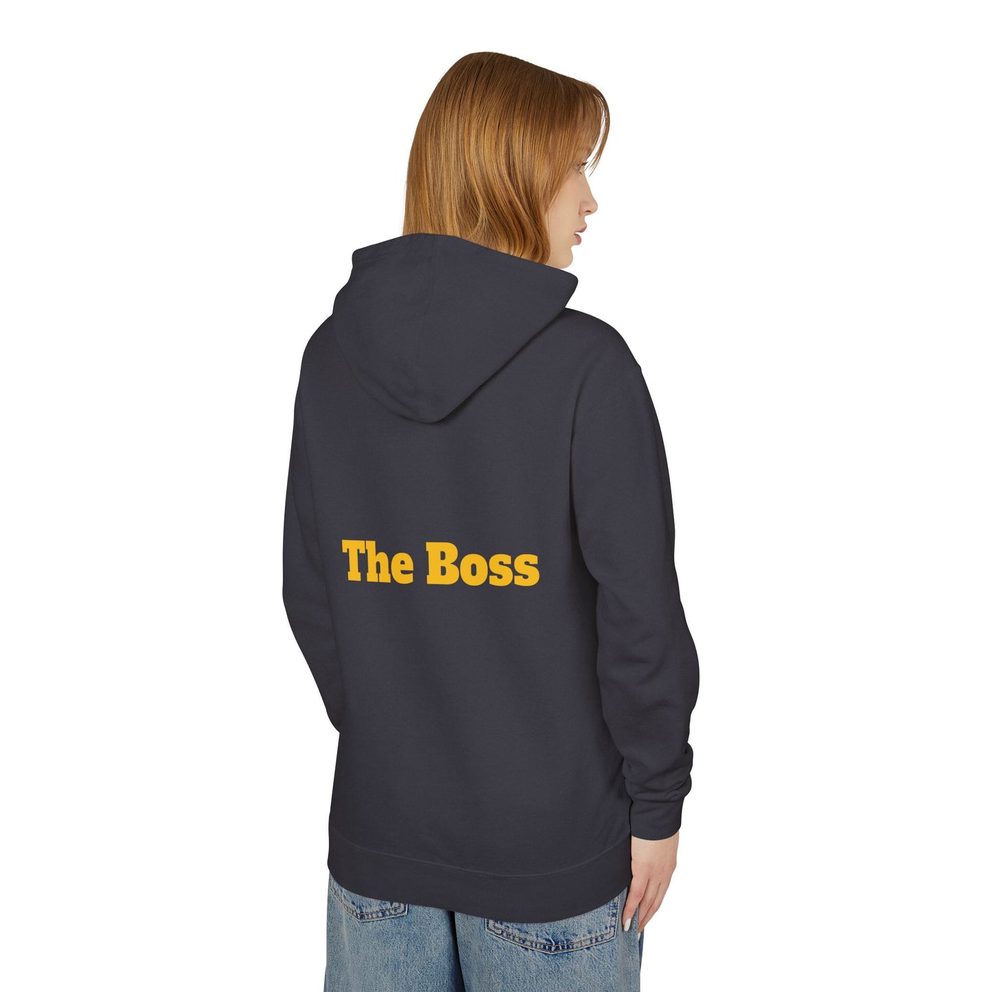 Unisex Lightweight Hooded Sweatshirt - Gold-Bling Gorilla & 'The Boss' Design