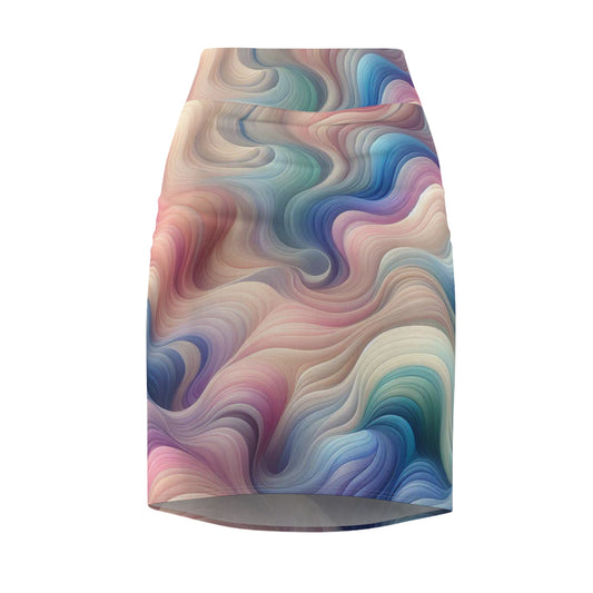 Women's Pencil Skirt - Waves Print