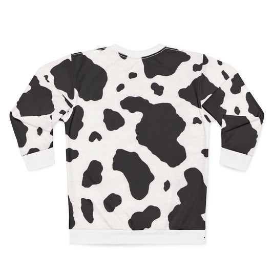 Cow Print Unisex Sweatshirt - Trendy Black and White Design
