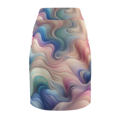 Women's Pencil Skirt - Waves Print