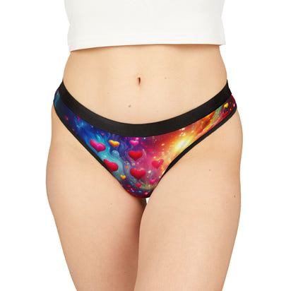 Cosmic Love Women's Thongs - Colorful Heart Design
