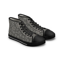 Women's High Top Sneakers — Vintage Floral Grey Lace Pattern