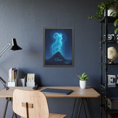 Aries Zodiac Art Framed Paper Poster — Astrology Wall Decor