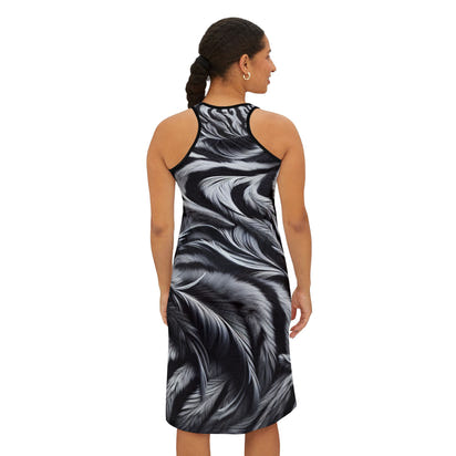 Elegant Women's Racerback Dress with Tiger and Feather Design