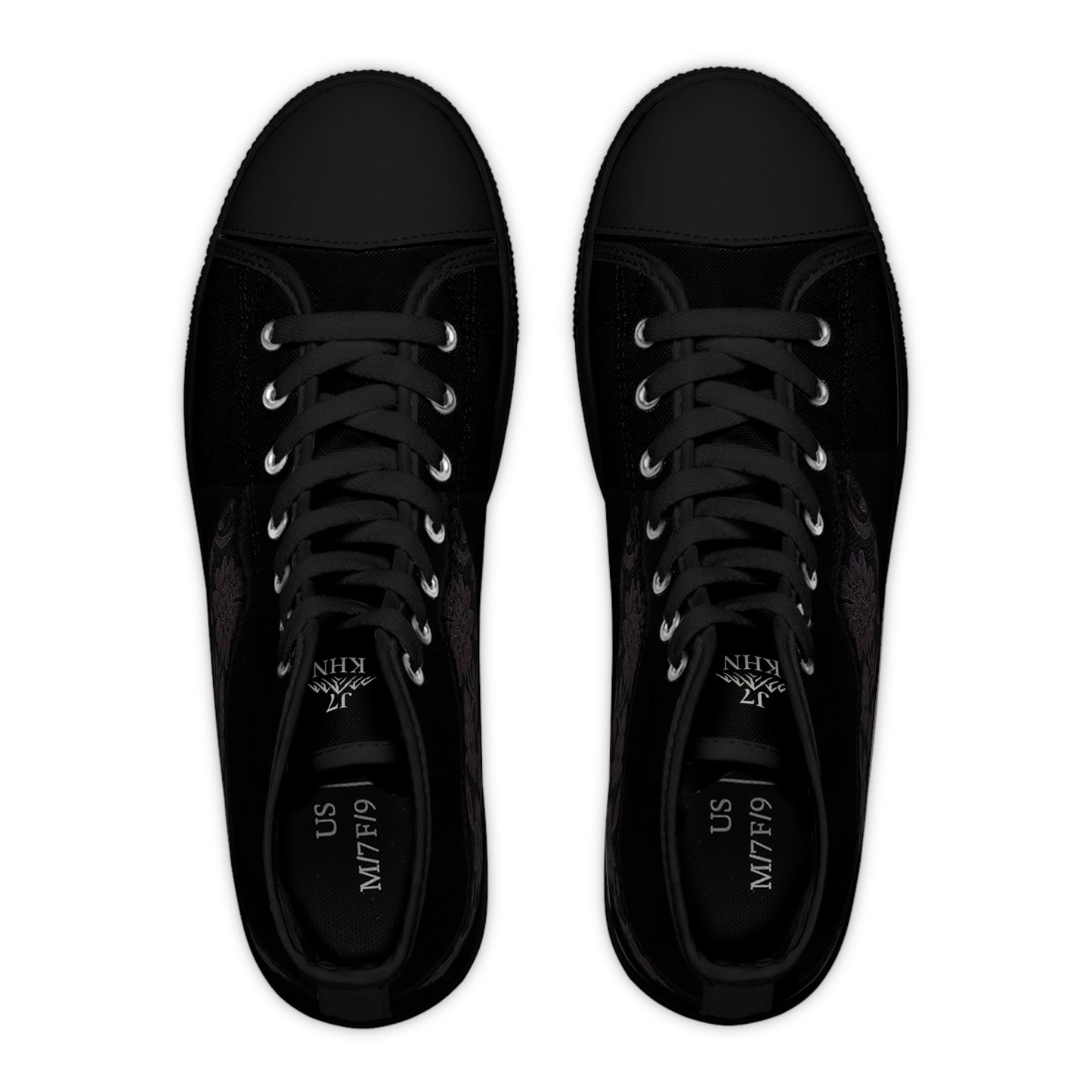 High Top Sneakers — Women's Black Floral Lace Pattern Casual Fashion Trainers