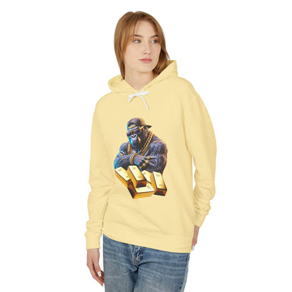Unisex Lightweight Hooded Sweatshirt - Gold-Bling Gorilla & 'The Boss' Design