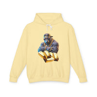 Unisex Lightweight Hooded Sweatshirt - Gold-Bling Gorilla & 'The Boss' Design