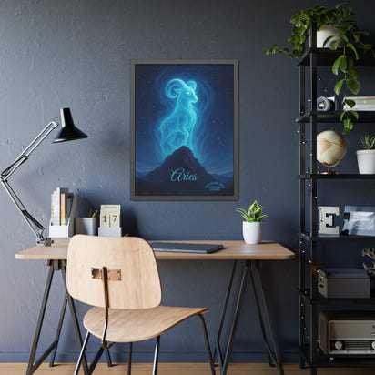 Aries Zodiac Art Framed Paper Poster — Astrology Wall Decor