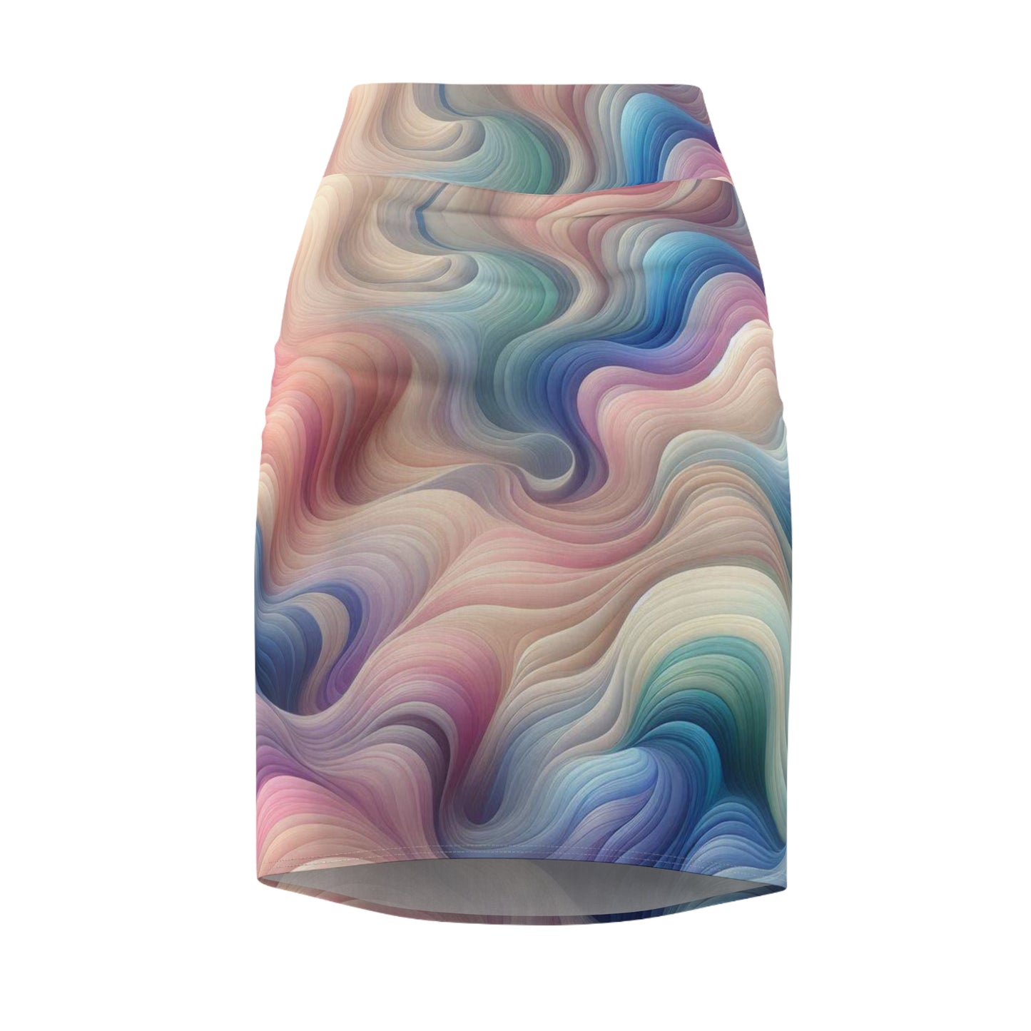Women's Pencil Skirt - Waves Print