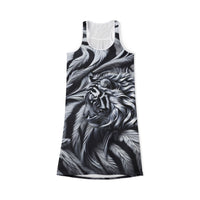 Elegant Women's Racerback Dress with Tiger and Feather Design