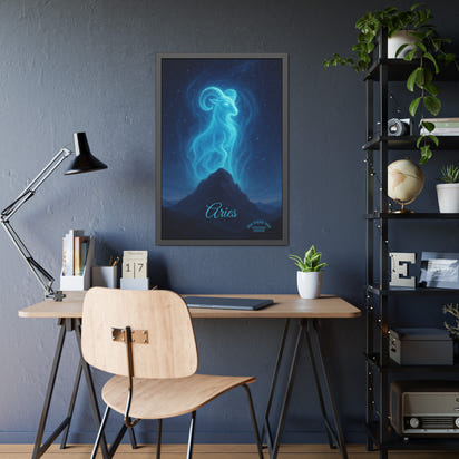 Aries Zodiac Art Framed Paper Poster — Astrology Wall Decor