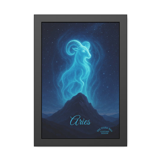 Aries Zodiac Art Framed Paper Poster — Astrology Wall Decor