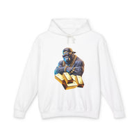 Unisex Lightweight Hooded Sweatshirt - Gold-Bling Gorilla & 'The Boss' Design