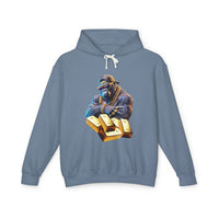 Unisex Lightweight Hooded Sweatshirt - Gold-Bling Gorilla & 'The Boss' Design