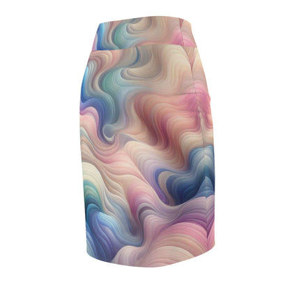 Women's Pencil Skirt - Waves Print