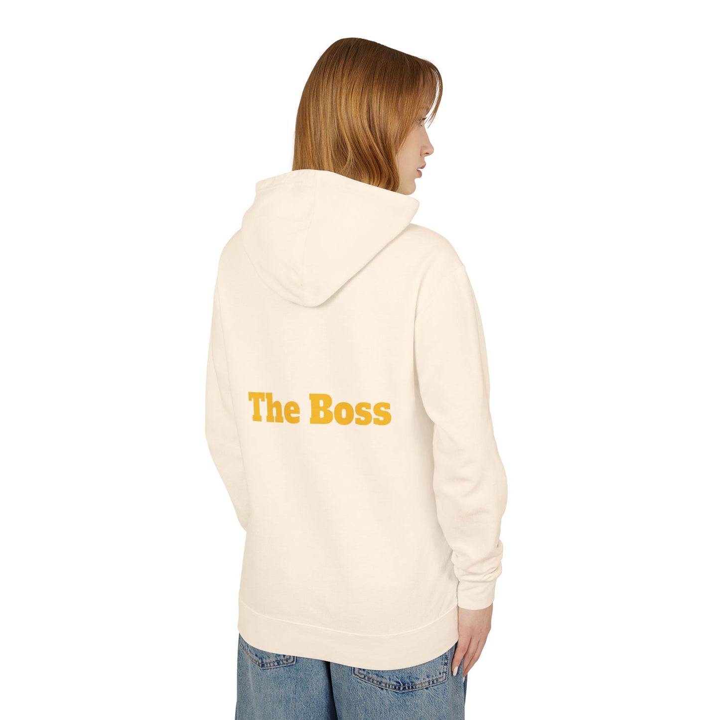 Unisex Lightweight Hooded Sweatshirt - Gold-Bling Gorilla & 'The Boss' Design