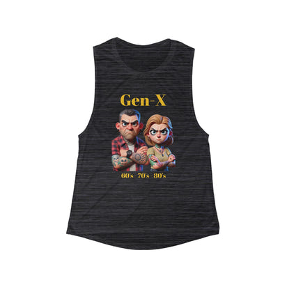 Muscle Tank - Gen-X Women's Flowy Scoop Tank Top with Wink Design