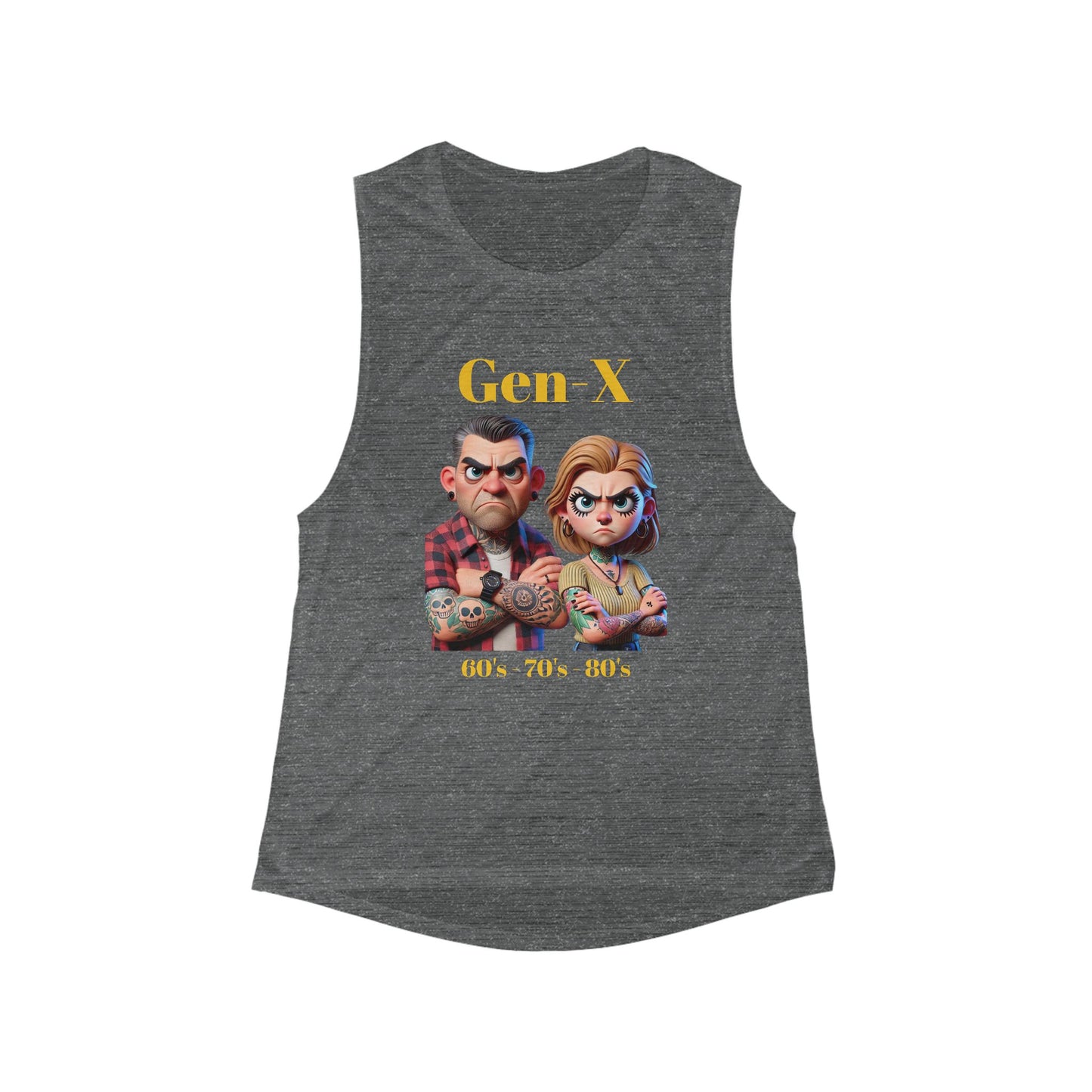 Muscle Tank - Gen-X Women's Flowy Scoop Tank Top with Wink Design