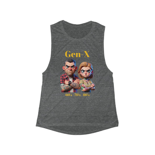 Muscle Tank - Gen-X Women's Flowy Scoop Tank Top with Wink Design