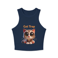Tank Top - Cute Big Kitten Eyes Design - Women's Micro Rib Racer