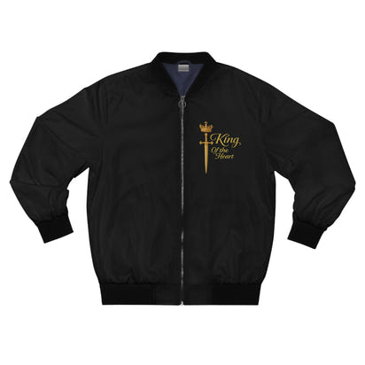 King Sword Bomber Jacket — Men's Black Royal Crown Zip Jacket