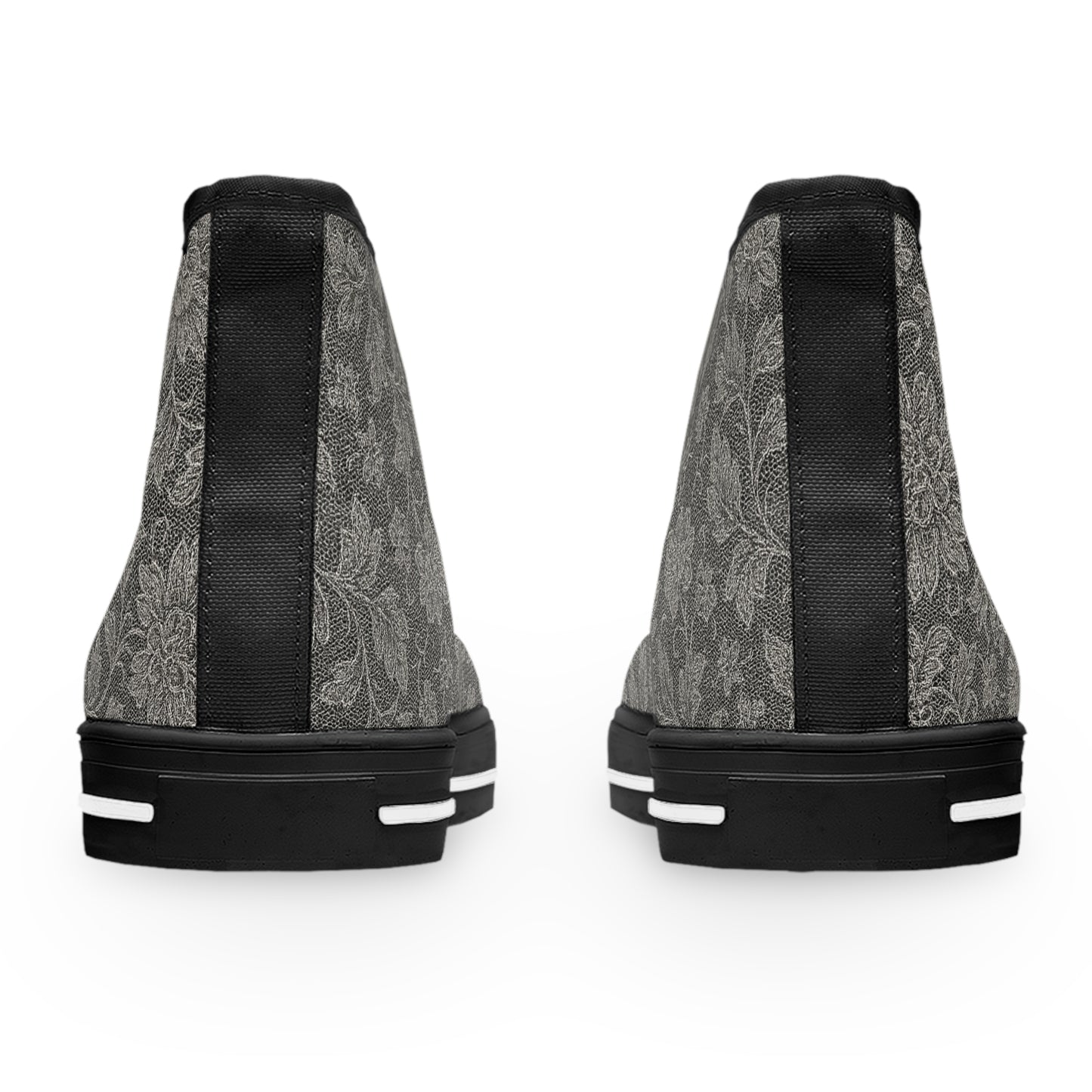 Women's High Top Sneakers — Vintage Floral Grey Lace Pattern
