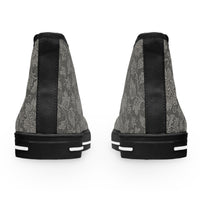 Women's High Top Sneakers — Vintage Floral Grey Lace Pattern