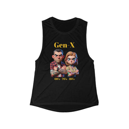 Muscle Tank - Gen-X Women's Flowy Scoop Tank Top with Wink Design