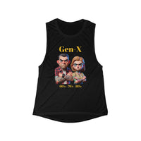 Muscle Tank - Gen-X Women's Flowy Scoop Tank Top with Wink Design