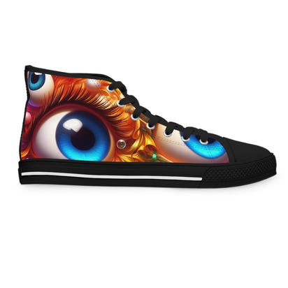 Women's High Top Sneakers GoofyEyes-White