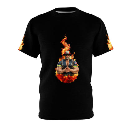 T-Shirt - Strong Fireman Standing in the Fire to Fight Fires