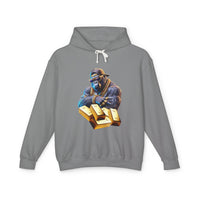 Unisex Lightweight Hooded Sweatshirt - Gold-Bling Gorilla & 'The Boss' Design