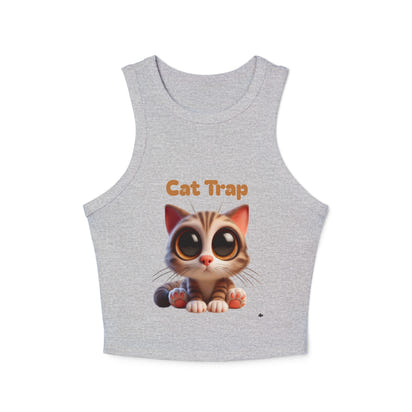 Tank Top - Cute Big Kitten Eyes Design - Women's Micro Rib Racer