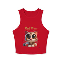 Tank Top - Cute Big Kitten Eyes Design - Women's Micro Rib Racer
