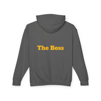 Unisex Lightweight Hooded Sweatshirt - Gold-Bling Gorilla & 'The Boss' Design