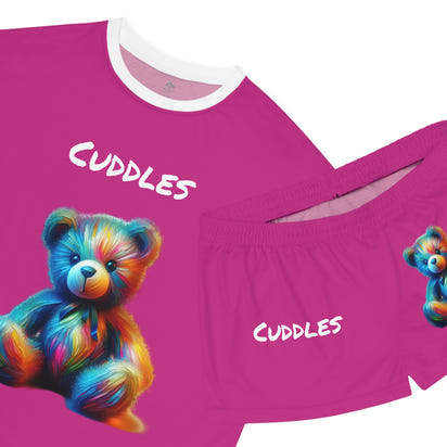 Cute Women's Pajama Set with Teddy Bear Cuddles