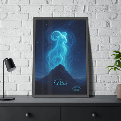 Aries Zodiac Art Framed Paper Poster — Astrology Wall Decor