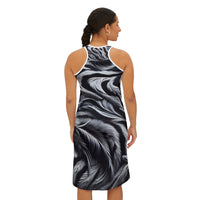 Elegant Women's Racerback Dress with Tiger and Feather Design