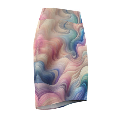 Women's Pencil Skirt - Waves Print