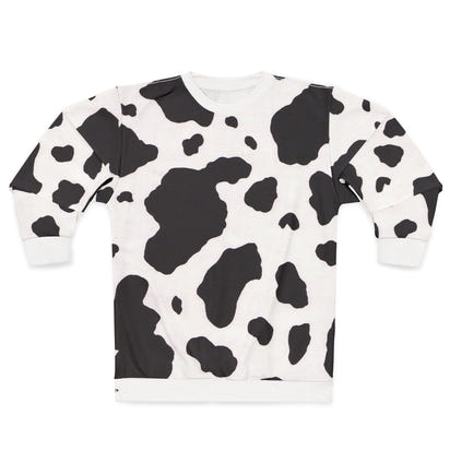 Cow Print Unisex Sweatshirt - Trendy Black and White Design