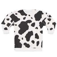 Cow Print Unisex Sweatshirt - Trendy Black and White Design