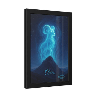 Aries Zodiac Art Framed Paper Poster — Astrology Wall Decor