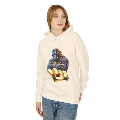 Unisex Lightweight Hooded Sweatshirt - Gold-Bling Gorilla & 'The Boss' Design