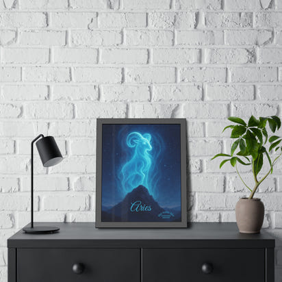 Aries Zodiac Art Framed Paper Poster — Astrology Wall Decor