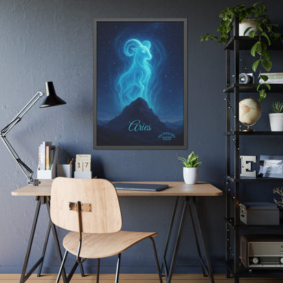 Aries Zodiac Art Framed Paper Poster — Astrology Wall Decor