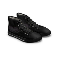 High Top Sneakers — Women's Black Floral Lace Pattern Casual Fashion Trainers