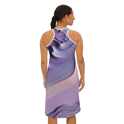 Elegant Abstract Purple Racerback Dress for Women