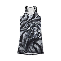 Elegant Women's Racerback Dress with Tiger and Feather Design