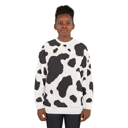 Cow Print Unisex Sweatshirt - Trendy Black and White Design